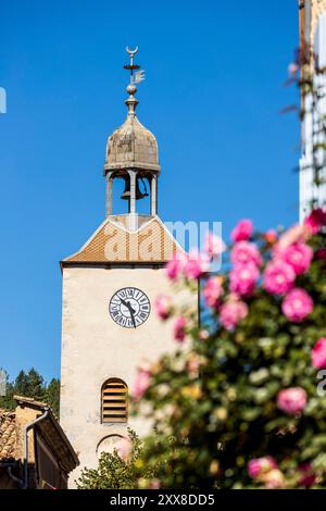 Francia, Drôme, Drôme provenzale, Châtillon-en-Diois, etichettato come i più bei villaggi di Francia, il beffroi della Torre dell'Orologio del XVIII secolo Foto Stock