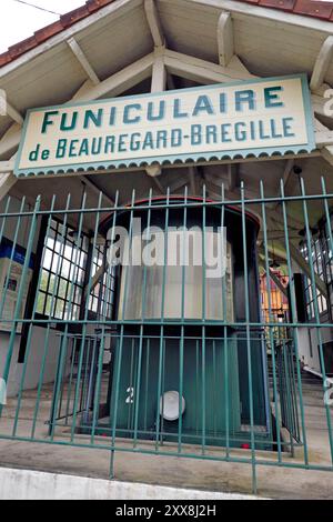 France, Doubs, Besancon, Beauregard-Bregille funicolare, operò dal 1912 al 1987, stazione inferiore Foto Stock