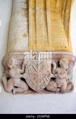 Francia, Saone e Loira, Chalon sur Saone, chiostro della cattedrale di Saint Vincent, galleria, volta, cUL-de-lampe Foto Stock