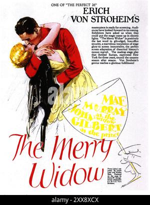 1925 The Merry Widow, film muto romantico/commedia nera della MGM diretto e scritto da Erich von Stroheim. Con Mae Murray, John Gilbert Foto Stock