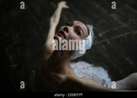 Ballerina a immagine di Odette dal balletto di Pyotr Ilyich Tchaikovsky "Lago dei cigni" Foto Stock