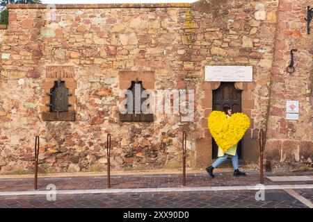 Francia, Alpes Maritimes, Mandelieu la Napoule, castello la Napoule (XII-XIX secolo), cuore mimosa Foto Stock