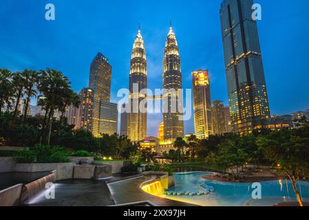 20 agosto 2018: torri gemelle petronas, gli edifici più alti di Kuala Lumpur, malesia e le torri gemelle più alte del mondo Foto Stock