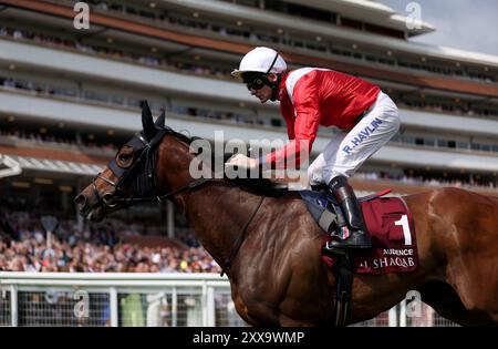 Foto del file datata 18-05-2024 del pubblico guidata dal fantino Robert Havlin. Il pubblico è pronto a migliorare la sua stellare campagna 2024 andando meglio di 12 mesi fa nella Sky Bet City of York Stakes. Data di pubblicazione: Venerdì 23 agosto 2024. Foto Stock