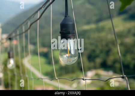 La lampadina da giardino offre un'illuminazione efficiente e un'atmosfera accogliente. Grazie alla tecnologia LED, garantisce un risparmio energetico e una lunga durata. led Foto Stock