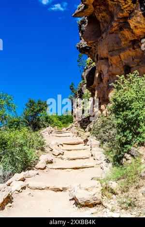 Sentiero del Bright Angel Trail nel Grand Canyon, Arizona, Stati Uniti Foto Stock