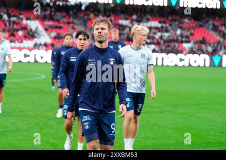 Aalborg, Danimarca. 23 agosto 2024. Superliga match tra AAB e AGF all'Aalborg Portland Park di Aalborg venerdì 23 agosto 2024. (Foto: Henning Bagger/Scanpix 2024) credito: Ritzau/Alamy Live News Foto Stock