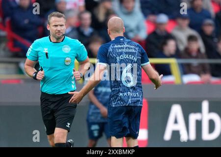 Aalborg, Danimarca. 23 agosto 2024. Superliga match tra AAB e AGF all'Aalborg Portland Park di Aalborg, venerdì 23 agosto 2024. (Foto: Henning Bagger/Scanpix 2024) credito: Ritzau/Alamy Live News Foto Stock