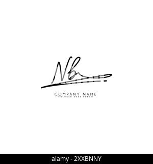 NB Signature Logo - Handwritten Vector Logo Template for NB Alphabet Stock Vector