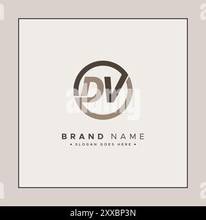 Creative Logo for Initials DV in Monogram Style - Vector Template for Initial Letter D and V Stock Vector