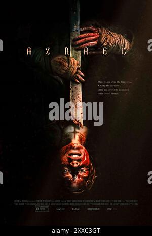 Azrael (2024) diretto da E.L. Katz e interpretato da Samara Weaving, Nathan Stewart-Jarrett e Vic Carmen Sonne. In un mondo in cui nessuno parla, una donna devota dà la caccia a una giovane donna che è fuggita alla sua prigionia. Riconquistata dai suoi spietati leader, Azrael deve essere sacrificata per pacificare un antico male nel profondo della natura selvaggia circostante. US un foglio poster ***SOLO PER USO EDITORIALE***. Crediti: BFA / IFC Films Foto Stock