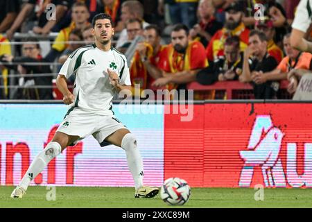 Dimitris Limnios (18) di Panathinaikos, nella foto durante la partita di andata della Conference League nella stagione 2024-2025 tra Racing Club de Lens e Panathinaikos il 22 agosto 2024 a Lens, Francia. (Foto di David Catry / Sportpix ) Foto Stock