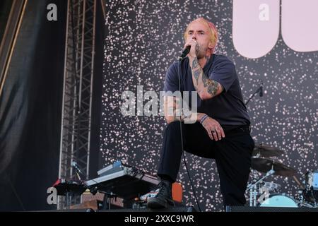 Southsea, Regno Unito. 23 agosto 2024. Il cantante e cantautore britannico Joseph Talbot, alias Joe Talbot, cantante solista della band punk rock inglese Idles che si esibisce dal vivo sul palco del Victorious Festival. Credito: SOPA Images Limited/Alamy Live News Foto Stock