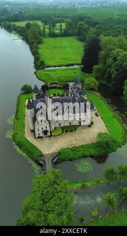 Foto drone Marnix de Sainte-Aldegonde castello belgio europa Foto Stock