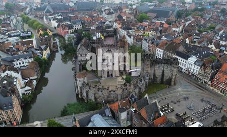 Foto drone Castello dei conti delle Fiandre Gand Belgio europa Foto Stock