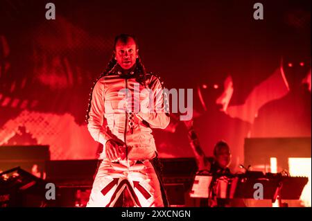 Reading, Berkshire, Regno Unito. 23 agosto 2024. Il set del Prodigy è un finale adatto al primo giorno di Reading. Cristina Massei/Alamy Live News Foto Stock