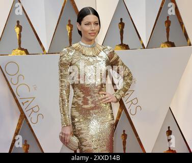 Jessica Biel al 89° Annual Academy Awards tenutosi all'Hollywood and Highland Center di Hollywood, USA il 26 febbraio 2017 Foto Stock