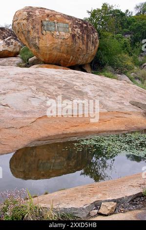 Kruger-Denkmal im Kruger Nationalpark Suedafrika, Kruger Memorial Tablets nel Parco Nazionale di Kruger in Sudafrica Foto Stock