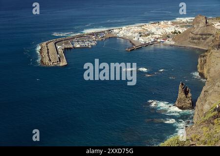 Vista del porto di pescatori Puerto de las Nieves Foto Stock