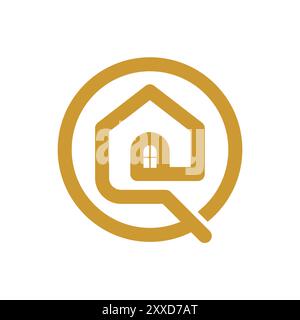 Lettera Q o o con logo Home. Monogramma alfabeto astratto per gli immobili. Illustrazione vettoriale Illustrazione Vettoriale