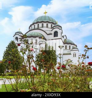 La cattedrale di Santa Sava a Belgrado, Serbia, la più grande chiesa ortodossa serba, in Europa Foto Stock