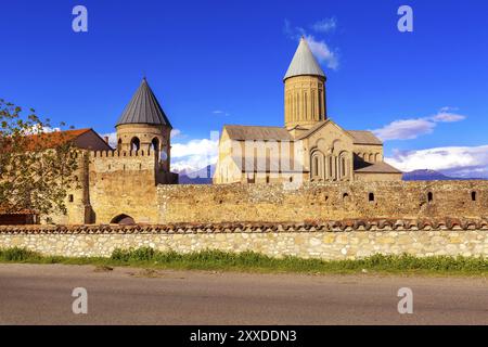 Panorama del monastero ortodosso georgiano di Alaverdi nella regione di Kakhetia nella Georgia orientale Foto Stock