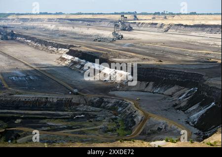 Giacimento di carbone nella miniera a cielo aperto di Garzweiler Foto Stock