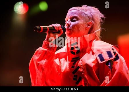 Vilar De Mouros, Portugal. 24th Aug, 2024. Die Antwoord singer, Yolandi Visser, performs on stage at Vilar de Mouros music festival. Credit: SOPA Images Limited/Alamy Live News Stock Photo