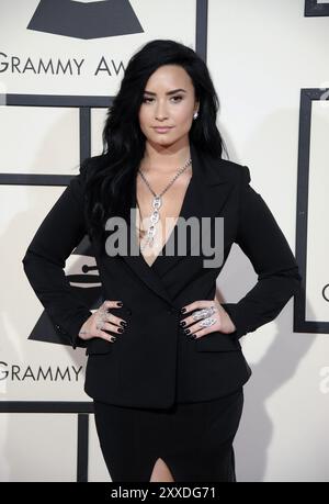 Demi Lovato al 58° GRAMMY Awards tenutosi allo Staples Center di Los Angeles, USA il 15 febbraio 2016 Foto Stock