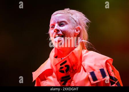 Vilar De Mouros, Portogallo. 24 agosto 2024. Il cantante Die Antwoord, Yolandi Visser, si esibisce sul palco del festival musicale Vilar de Mouros. (Foto di Diogo Baptista/SOPA Images/Sipa USA) credito: SIPA USA/Alamy Live News Foto Stock