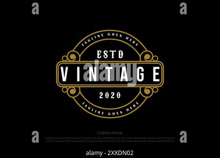 Logo vintage retro badge Emblem etichetta adesivo timbro sigillo Design Vector Illustrazione Vettoriale