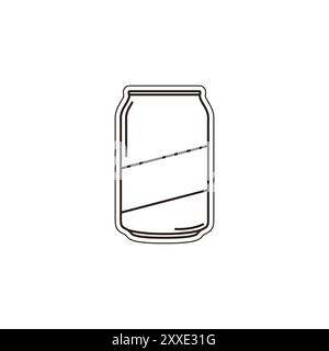 Flacone di soda in stile vettoriale lineare. Può delineare lo stagno. Bevi in una semplice icona vettoriale del vaso. Adesivo lattina. Illustrazione vettoriale. Illustrazione Vettoriale