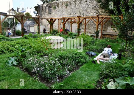 Parc des Abbesses - quartiere Montmartre - Parigi, Francia Foto Stock