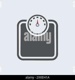 Icona della bilancia per la gestione del peso. Semplice illustrazione vettoriale di un'icona di bilancia per il monitoraggio del peso e le app di fitness. Illustrazione Vettoriale