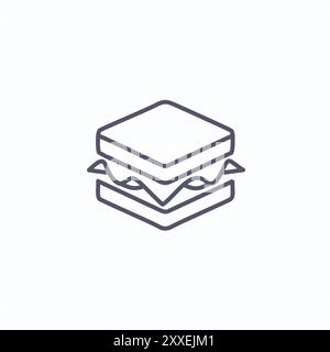 Semplice icona di contorno a sandwich. Un disegno minimalista di un sandwich, perfetto per l'uso in branding, menu o progetti relativi al cibo. Illustrazione Vettoriale