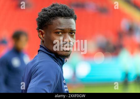 Aalborg, Danimarca. 23 agosto 2024. Richmond Gyamfi di Aarhus GF visto prima del 3F Superliga match tra Aalborg BK e Aarhus GF all'Aalborg Portland Park di Aalborg. Credito: Gonzales Photo/Alamy Live News Foto Stock