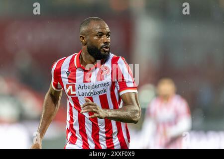 Aalborg, Danimarca. 23 agosto 2024. Oumar Diakhite (2) dell'AAB visto durante il 3F Superliga match tra Aalborg BK e Aarhus GF all'Aalborg Portland Park di Aalborg. Credito: Gonzales Photo/Alamy Live News Foto Stock