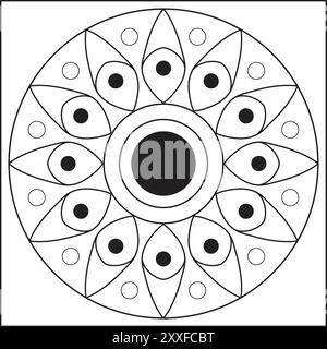 Illustrazione Moon Mandala Design Vector su sfondo bianco. Illustrazione Vettoriale