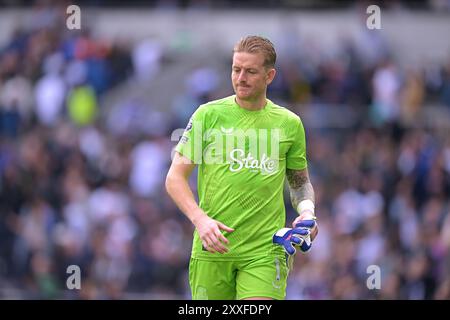 London, UK. 24th Aug, 2024. Jordan Pickford of Everton during the Spurs vs Everton, Premier League match at Tottenham Hotspur Stadium London. This Image is for EDITORIAL USE ONLY. Licence required from the Football DataCo for any other use. Credit: MARTIN DALTON/Alamy Live News Stock Photo