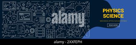 Banner Web Line Physics Science Illustrazione Vettoriale