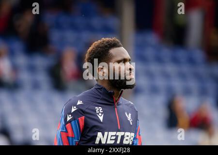 Londra, Regno Unito. 24 agosto 2024. Londra, Inghilterra, 24 agosto 2024: Odsonne Edouard (22 Crystal Palace) riscaldamento prima della partita di Premier League tra Crystal Palace e West Ham al Selhurst Park di Londra, Inghilterra. (Pedro Porru/SPP) credito: SPP Sport Press Photo. /Alamy Live News Foto Stock