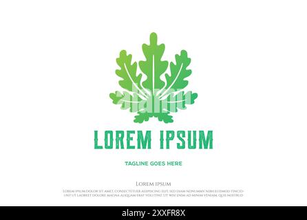 Foglia moderna di quercia o papaya Cannabis per Herbal Nature Garden Logo Design Vector Illustrazione Vettoriale