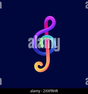 Nota musicale colorata simbolo Logo Design Vector Illustrazione Vettoriale