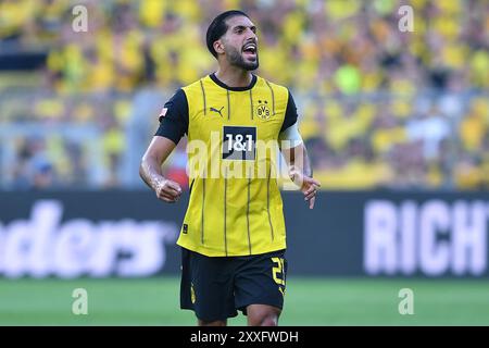 Dortmund, Germania. 24 agosto 2024. Fussball 1. Bundesliga 1. Spieltag Borussia Dortmund - Eintracht Frankfurt am 24.08.2024 im Signal Iduna Park a Dortmund Emre CAN ( Dortmund ) regolamenti DFL vietano qualsiasi uso di fotografie come sequenze di immagini e/o quasi-video. Foto: Revierfoto credito: ddp media GmbH/Alamy Live News Foto Stock