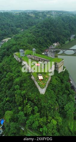 Foto drone Huy Fort Belgio europa Foto Stock