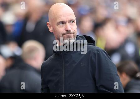 Erik Ten Hag sul touchline come manager del Manchester United FC all'AMEX Stadium Foto Stock