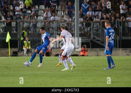 Andrea Cistana durante la partita del campionato italiano di calcio di serie B tra Brescia calcio FC e AS Cittadella 1973 allo stadio Mario Rigamonti il 24 agosto 2024, Brixia, Italia. Foto Stock