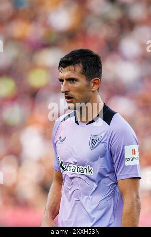 Barcellona, Spagna. 24 agosto 2024. Vivian in azione durante la partita LaLiga EA Sports tra FC Barcelona e Athletic Club de Bilbao all'Estadi Olimpic Lluis Companys. Crediti: Christian Bertrand/Alamy Live News Foto Stock