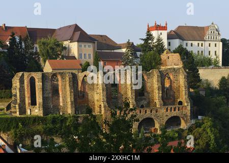 Bautzen, con vista sull'Ortenburg. Bautzen, con vista a Ortenburg, Die Ruine der Nikolaikirche a Bautzen. Le rovine della chiesa di San Nicola a B. Foto Stock