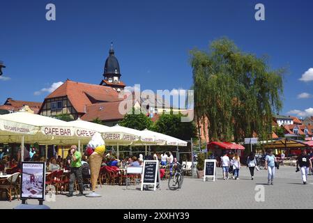 Europa, Germania, Meclemburgo-Pomerania occidentale, Waren an der Mueritz, Flanierufer an der Binnenmueritz, Waren an der Mueritz, Meclemburgo-Pomerania occidentale Foto Stock